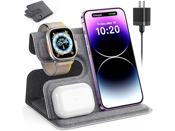 JARGOU Foldable 3-in-1 Apple Charger