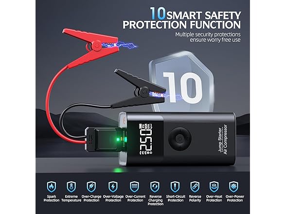 LERTIN 10-in-1 Jump Starter with Air Compressor