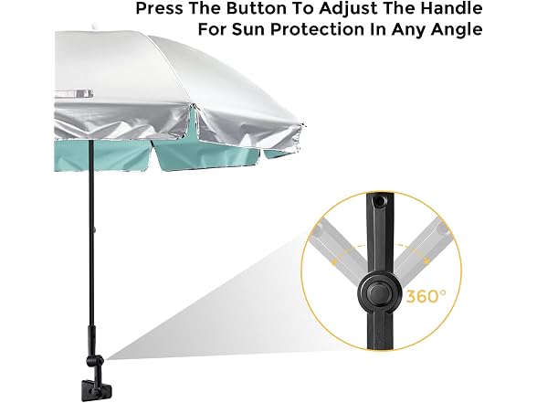 Prospo 55 Inch Beach Chair Umbrella w Adjustable Clamp