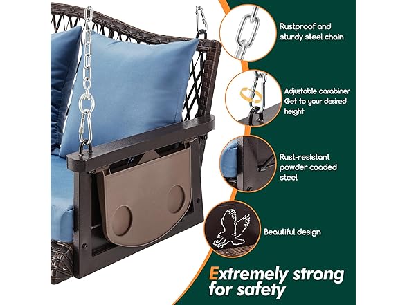 ZZW 8010 Upgraded Wicker Hanging Porch Swing