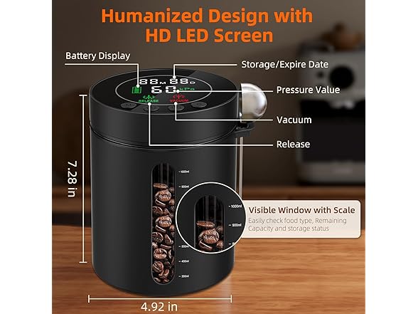 ZDXBO Automatic Vacuum Coffee Canister