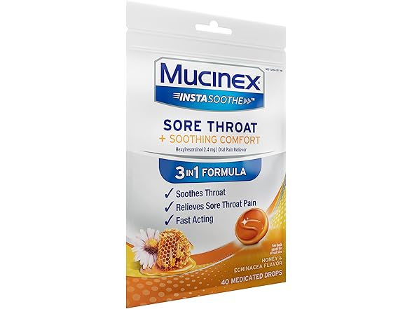 Mucinex InstaSoothe Throat Drops 40ct