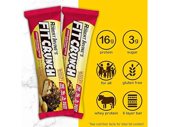 9CT FITCRUNCH Snack Size Protein Bars, 6-Layer