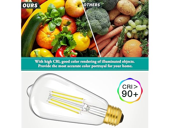 Brightever 8W Vintage LED Edison Light Bulbs 100W Incandescent Equivalent