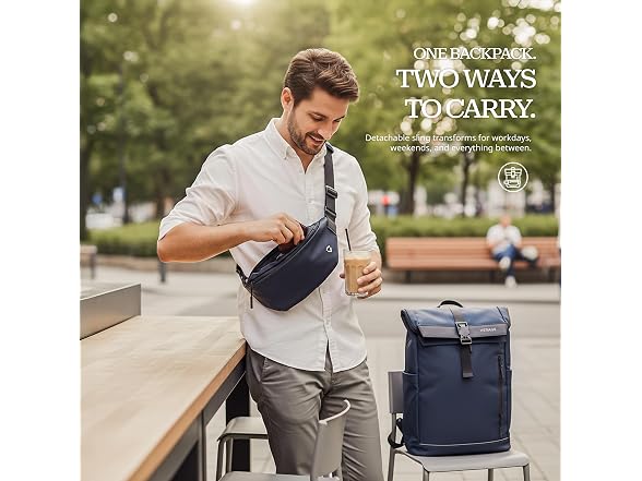VERAGE 2 in 1 Roll Top Laptop Backpack 16 inch