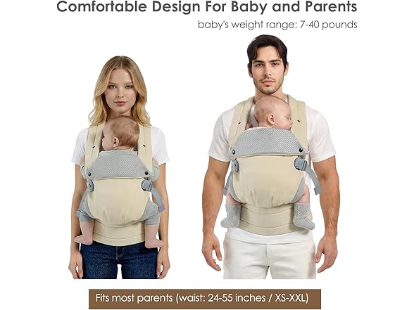MISSWISDOM Baby Carrier Newborn to Toddler, Beige