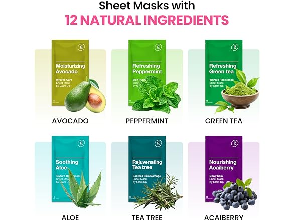 GLAM UP Premium Facial Sheet Mask 12 Com