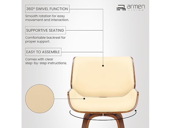 Armen Living Tyler 26" Counter Height Swivel Stool