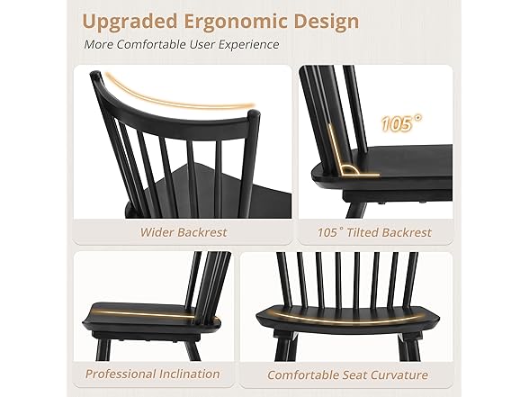 Set of 4 Black Dining Chairs