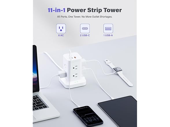 TAGZILO Power Strip Tower Surge 1800J