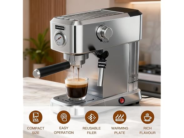 MEGAWISE Professional Espresso Machine with Steam Wand