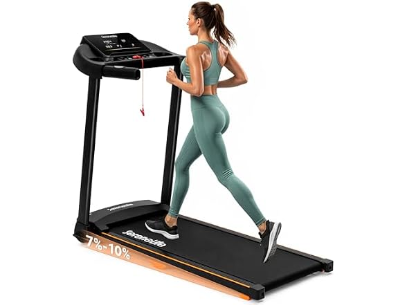 SereneLife Treadmill with Incline & Handle Bars, Midnight Black