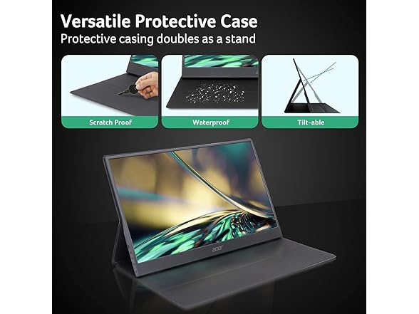 acer PM161Q Bbmiuux 15.6" Full HD 1920 x 1080 IPS Business Slim Portable Monitor | AMD FreeSync | External Monitor for Laptop PC Mac I Two 1W Speakers | 2 - USB 3.1 Type-C Ports & 1 - Mini HDMI (Open Box)