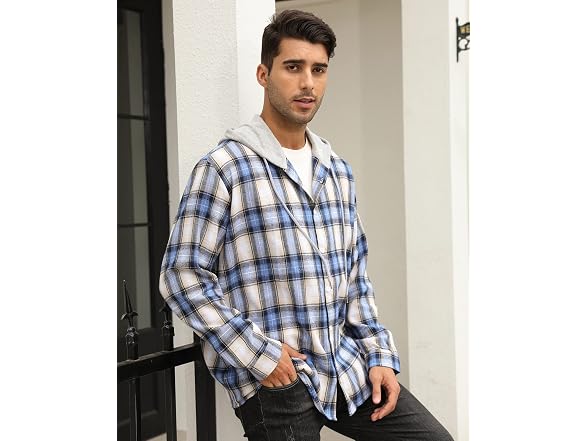 Apcki Men Hoodie Shirt Long Sleeve Flannel Shirt