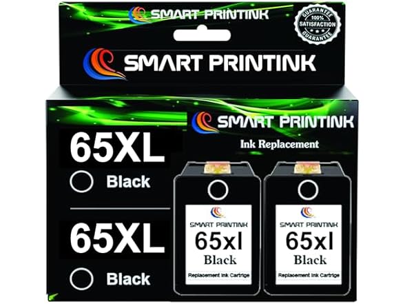 Smart Printink 65XL HP Ink, 2-Pack Black