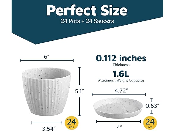 6" Plant Pots w/ Saucers 24pk
