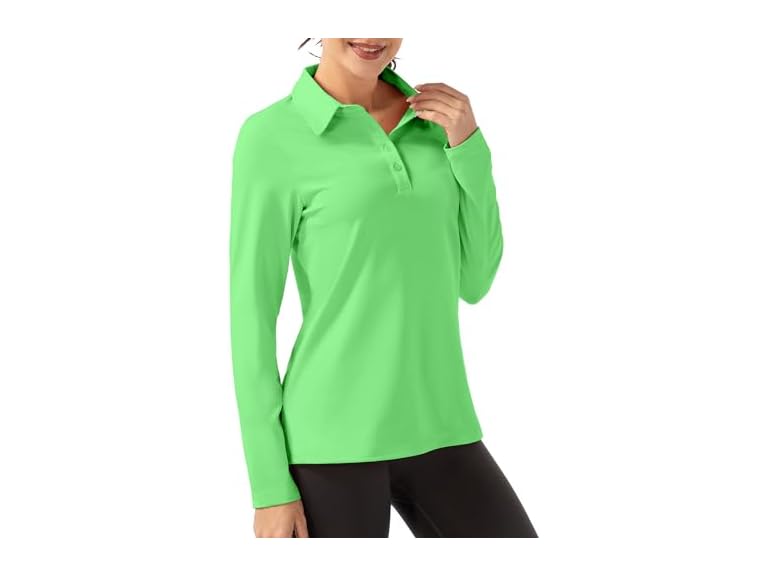 Fkeep Women Long Sleeve Polo Shirt Golf Sport Top - Gallery 33