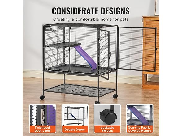 VEVOR 39" Rolling Metal Ferret Cage