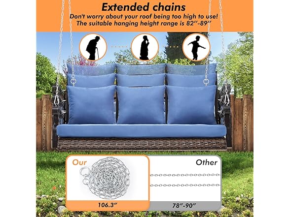 ZZW Heavy Duty 900 LBS Porch Swing Chair