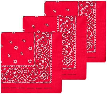 Levi's Men's 100% Cotton Multi-purpose Bandana Gift Sets – Headband, Wrap, Protective Coverage, Red, Pack 3
