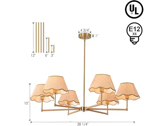 Augesten Boho Rattan Chandelier