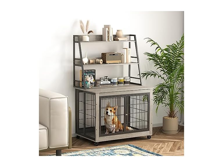 Okak Dog Crate Side Table Grey