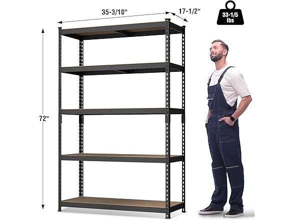 WORKPRO 5-Tier Steel Shelf 35x17x72