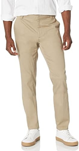 Amazon Essentials Men's Slim-Fit Wrinkle-Resistant Flat-Front Stretch Chino Pant, Tan, 32W x 30L
