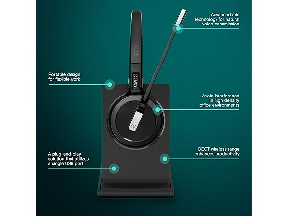 (NEW) EPOS Impact 5000 Go MS 3-in-1 Wireless DECT Headset