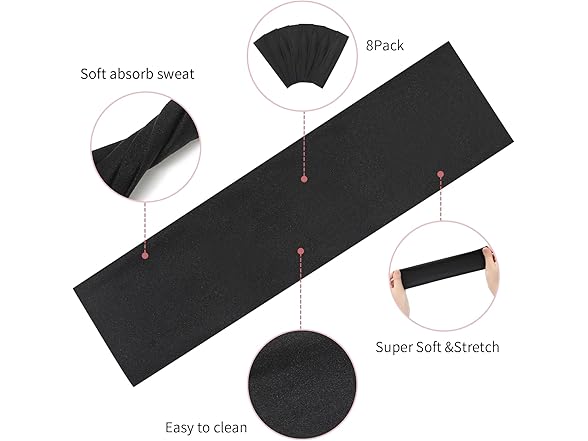 16 Pack Elastic Sport Headbands