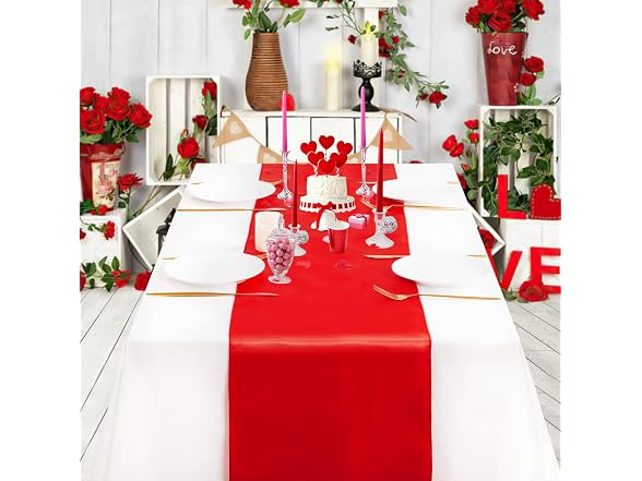5 Pack Red Satin Table Runner 12 x 108 Inch