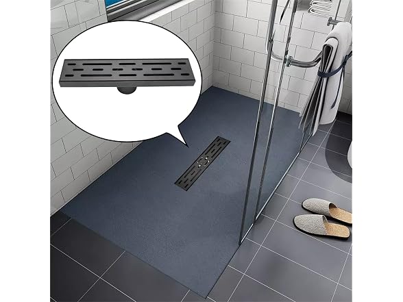 Fibetter 24 In Black Linear Shower Drain