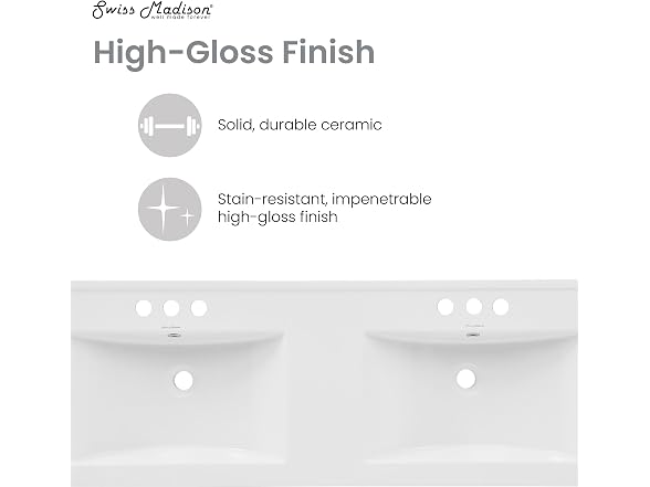 48" Ceramic Vanity Top Double Basins with 3 Holes