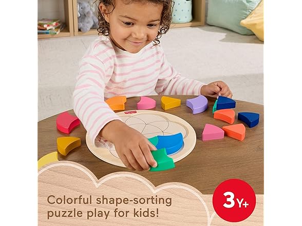 Fisher-Price Wood Preschool Toy Color Wheel Puzzle