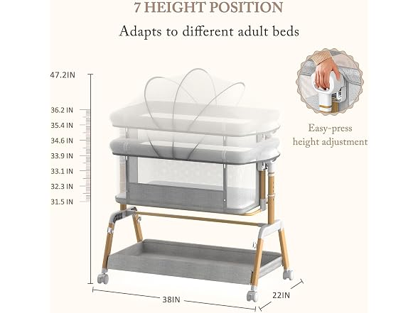 Bolmen Grey Rocking Bassinet Bedside Sleeper