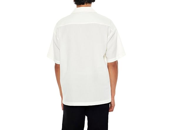 Forever 21 (L) Textured Rayon Cuban Collar Shirt