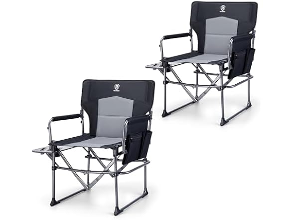 EVER ADVANCED Black Camping Chair 2 Pack