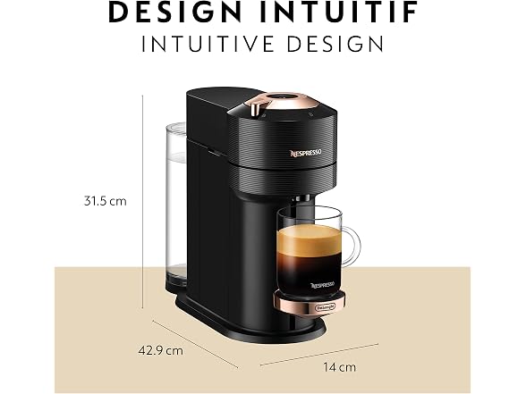 Nespresso Vertuo Next Machine by De'Longhi, Black w Rose Gold
