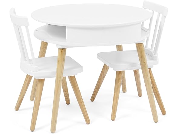 Kids Storage Table & 2-Chair Set White