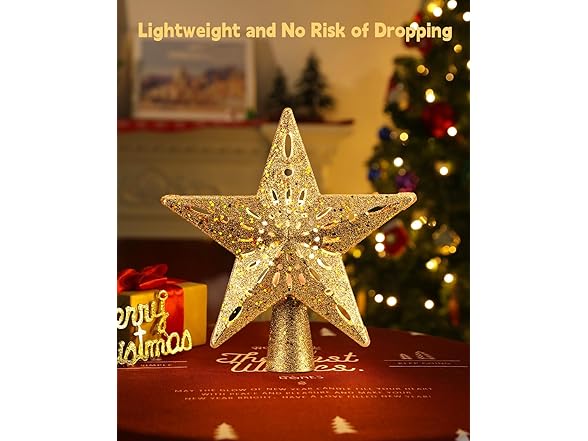 Brightown Christmas Star Tree Topper with Snowflake Projector