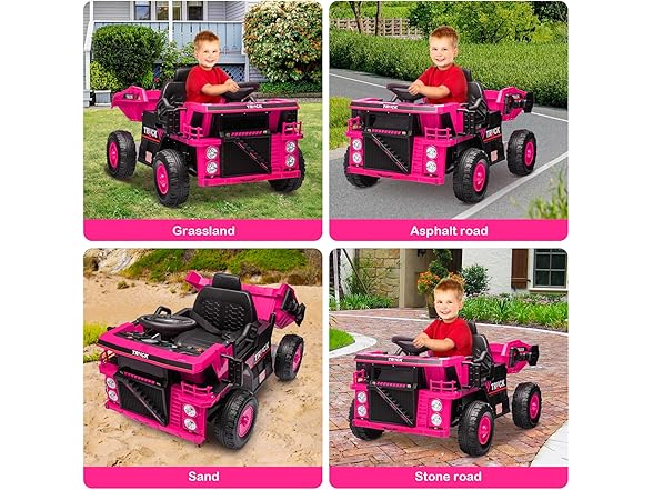 12V Ride On Dump Truck Pink