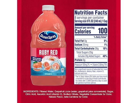 Ocean Spray Ruby Red Grapefruit Juice Pack of 8
