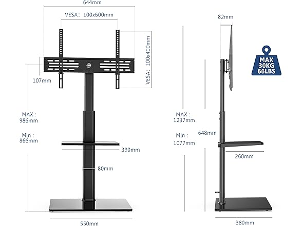 FITUEYES Floor TV Stand | 1 Shelf