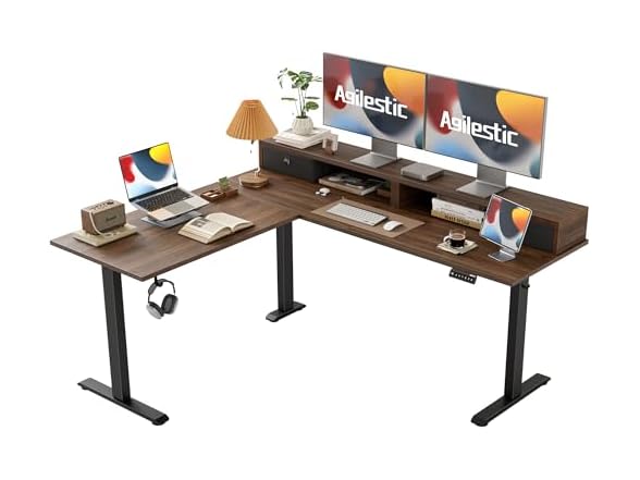 L Shaped Standing desk with 2 Drawers