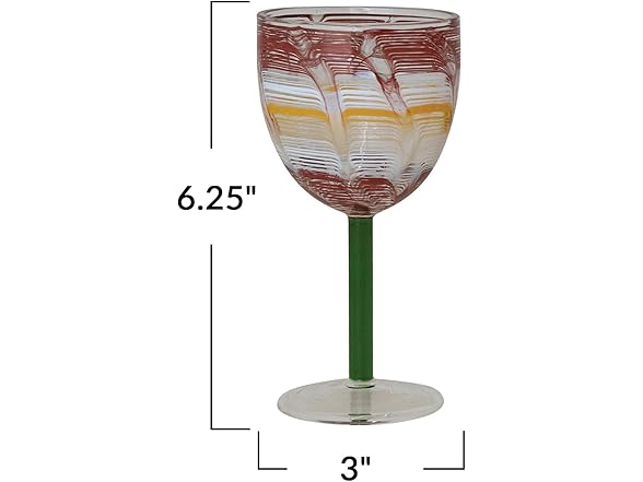 6-Ounce Hand-Blown Multicolor Art Glass Wine Glass