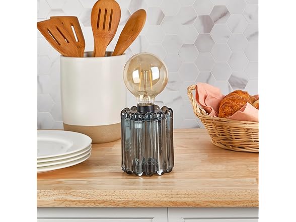 Elements Green Glass Bulb LED Lantern – Decorative Lighted Table lamp