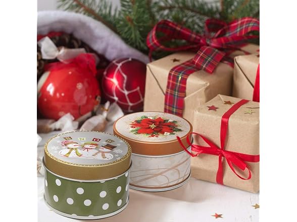 4pcs Christmas Tin Box Metal Cookie Box
