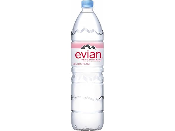 Evian Natural Spring Water, 1.5 L bottle (Pack of 12)