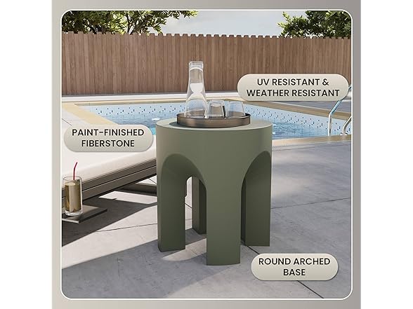 LeisureMod Crus Fiberstone Side Table