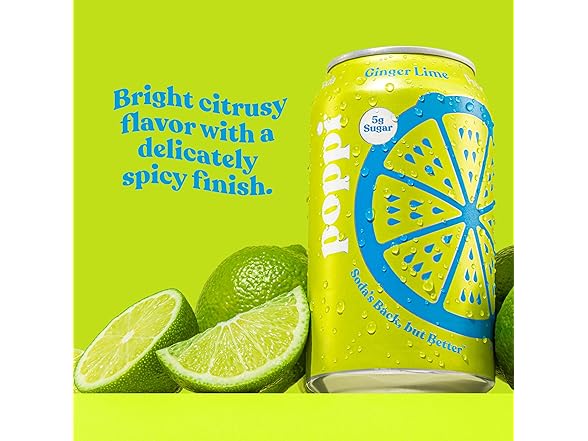 Poppi Sparkling Prebiotic Soda Beverage, Ginger Lime